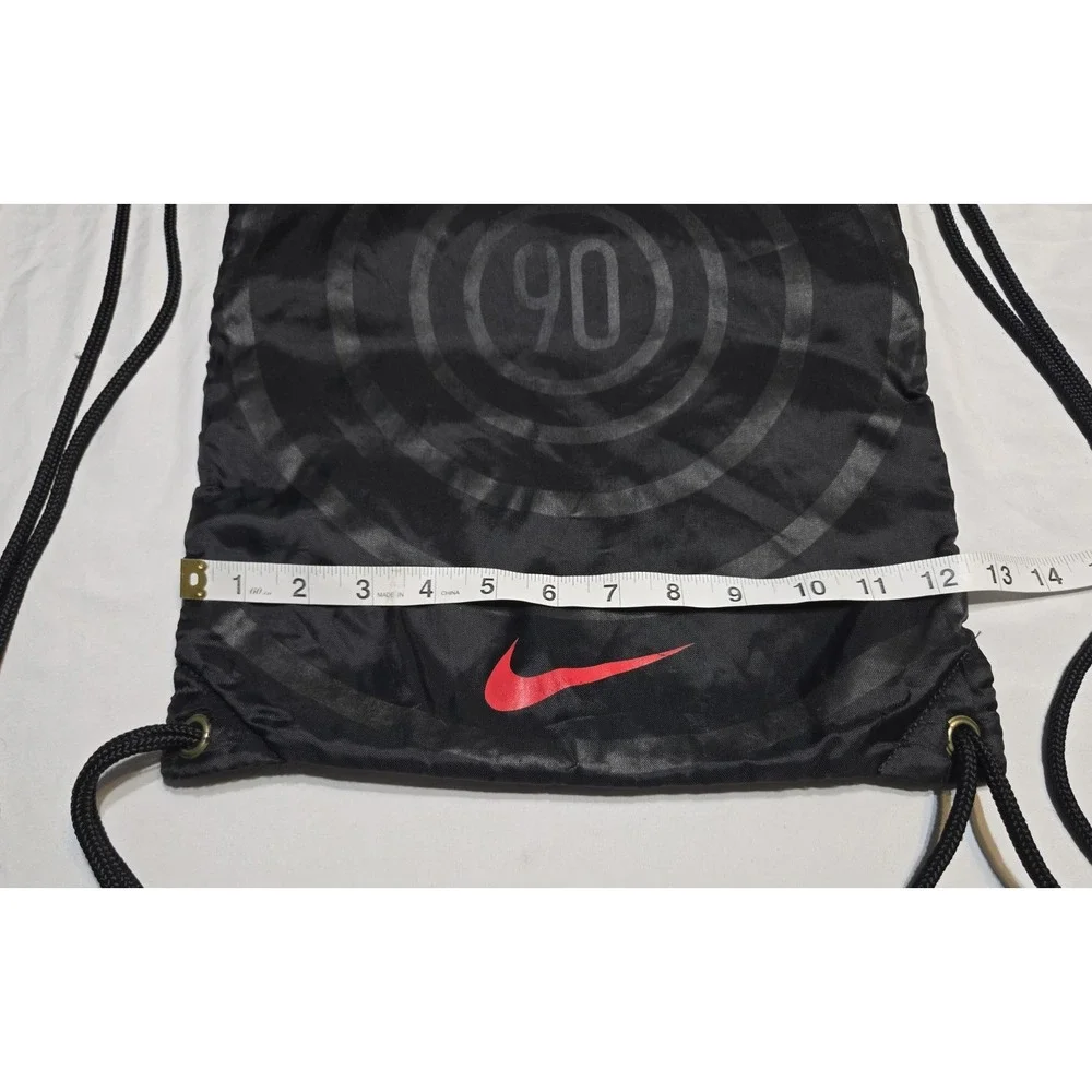 Vtg Y2k Nike Total 90 Drawstring Gym Sack Black Red Target Swoosh Logo Pocket